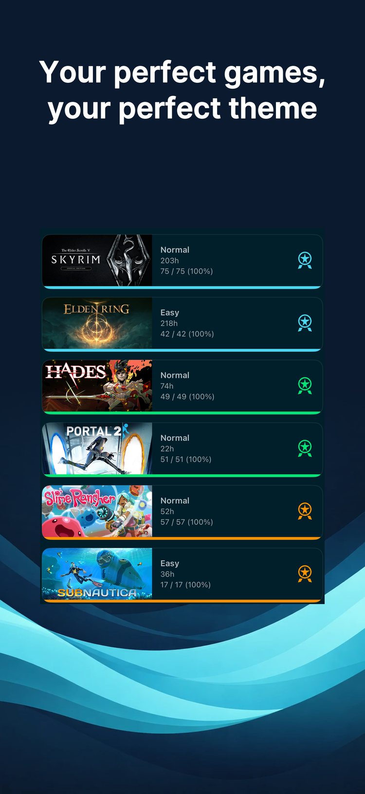 Tenacity iOS screenshot: Your perfect games, your perfect theme